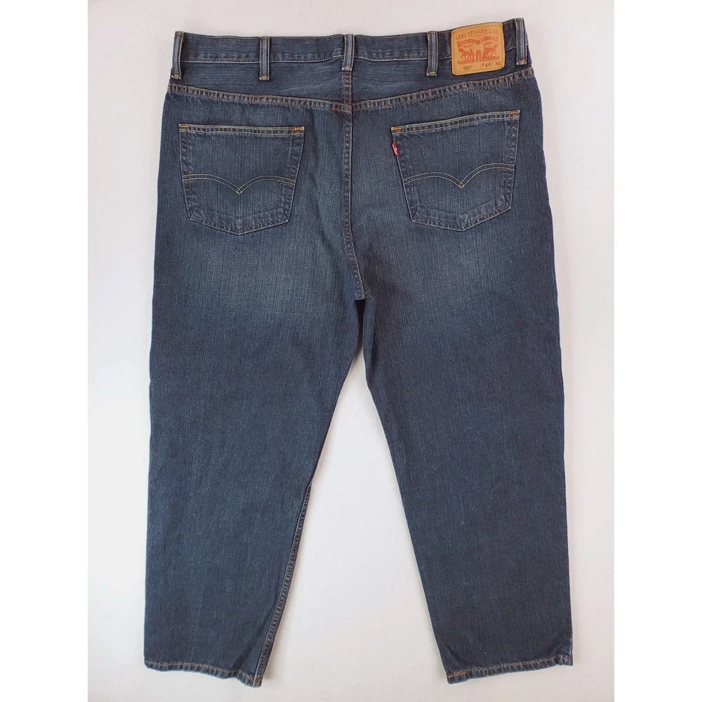 Levis 550 Jeans Mens 44x30 Blue Relaxed Tapered Heavy Denim Baggy Work Pants